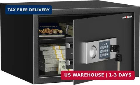 Locksworth Safe for Home, 1.2 Cubic Feet, Steel, Safety Box, Lock Box for Money/
