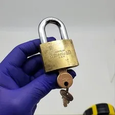 American K60 Padlock 1-1/8"L x 3/8"D Shackle 1-3/4" Body USA Made Keyed Diff