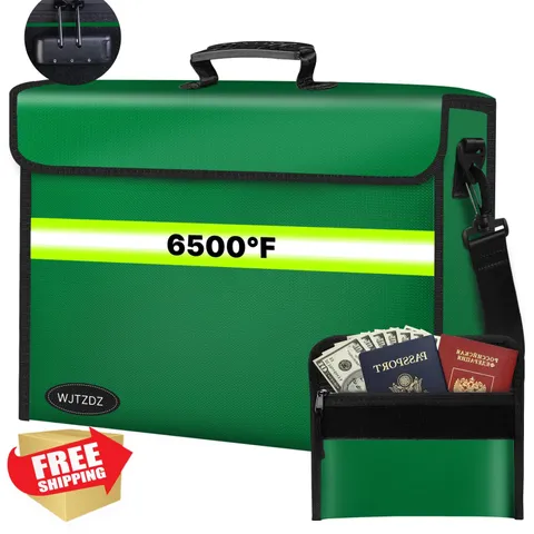 WJTZDZ Large Fireproof Money Bag Green
