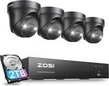 ZOSI 4K 8MP 8CH PoE Security Camera System with Spotlight AI NVR 2TB 2 Way Audio