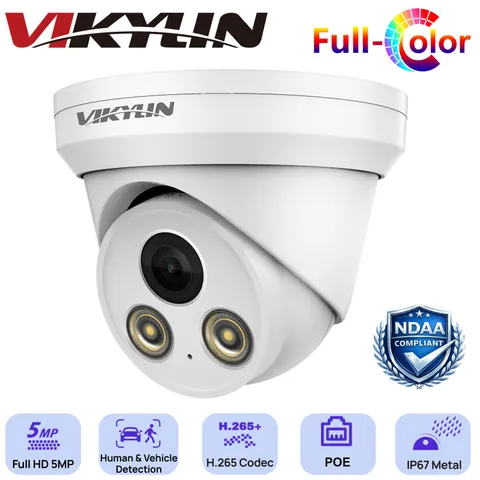VIKYLIN 5MP 4K Turret PoE IP Security Camera Full Color Outdoor Human Detection