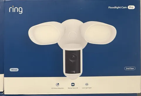 New Ring Floodlight Cam Pro Wired 2nd Gen (Newest Model) Retinal 4K - Black