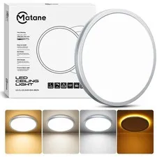Matane 12 Inch LED Flush Mount Ceiling Light Fixture 12 1Pack, Silver