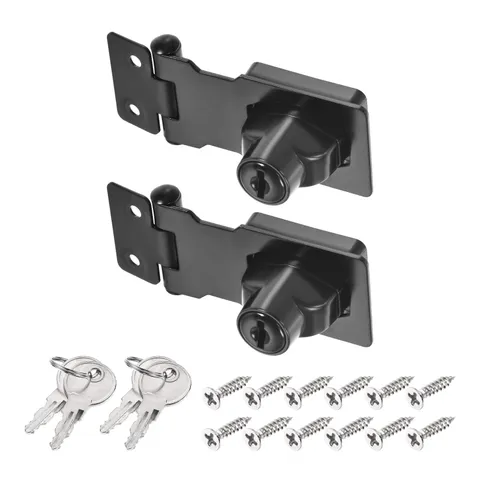 2Pcs 2.5Inch Keyed Hasp Locks Twist Knob Locking Keyed Alike, Black