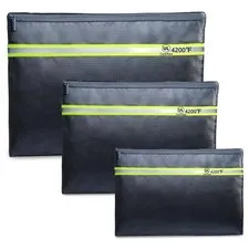 Fireproof Document Bags 3 Pack 15" x 11" 13" x 9.7" 10.5" x 8" Fireproof