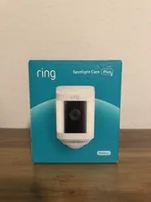 Ring - Spotlight Cam Plus Outdoor/Indoor Wireless 1080p Battery Camera - White
