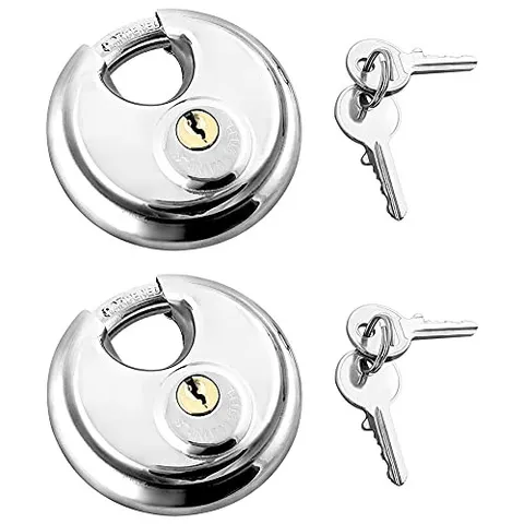  Disc Locks, 2 Pack Heavy Duty Steel Keyed Different Padlock Disc 2 Pieces