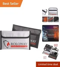 Dual-Layer Fiberglass Fireproof Bags - 5x8 in for Passports, Cash, Keys - 2-Pack