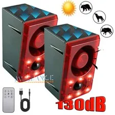 1/2PCS Ultrasonic Solar Sound Light Alarm Animal Repeller Dog Squirrel Raccoon