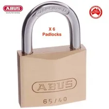  ABUS Lock Padlock 65/40 40mm -KEYED ALIKE Brass Bodied Padlocks x 6
