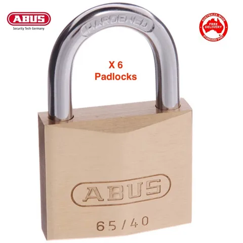  ABUS Lock Padlock 65/40 40mm -KEYED ALIKE Brass Bodied Padlocks x 6