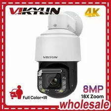 VIKYLIN 18X PTZ Camera Auto Tracking PoE Camera 8MP Full Color + IR with Wiper