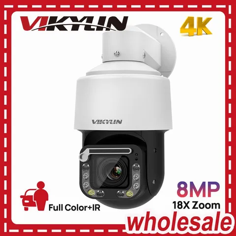 VIKYLIN 18X PTZ Camera Auto Tracking PoE Camera 8MP Full Color + IR with Wiper