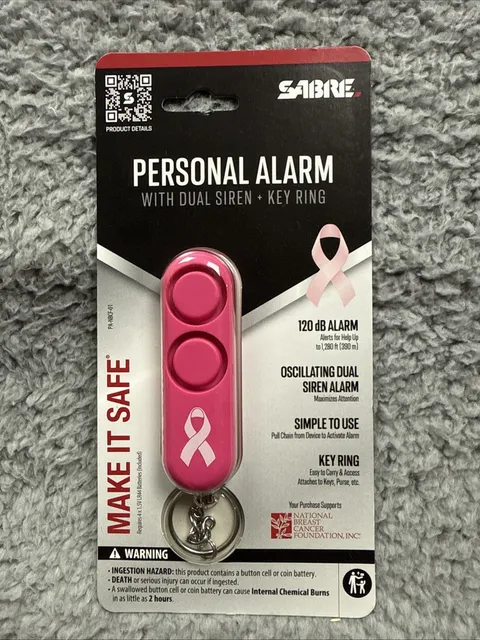 Sabre Personal Alarm Pink: Safety Keychain for Ladies, Compact & Portable