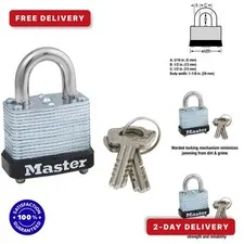 Master Lock 105D Laminated Steel Padlock, Key Lock, 1 Count