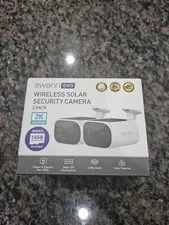 Swann Evo Wireless Outdoor 2K Cameras with Integrated Solar Panel & 2 x 16GB Mic