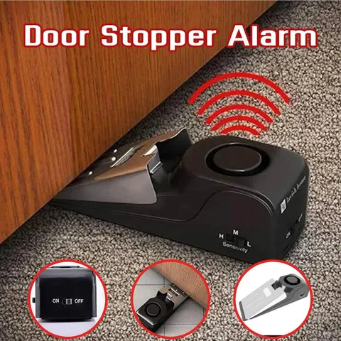 "125dB Anti-Theft Door Stop Alarm - Portable Security Wedge with Loud Siren
