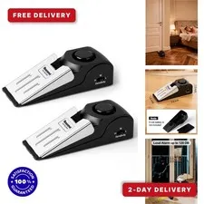 2 Pack Door Stop Alarm with 120DB Security Alarm - Black