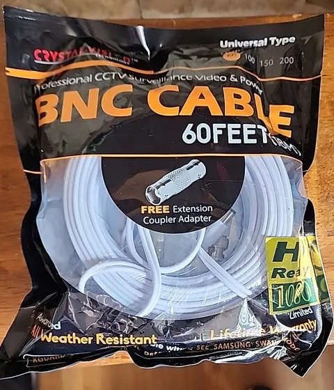 Crystal Vision Premium 1080P HD BNC CCTV 60ft Cable  BNC Type System & Camera