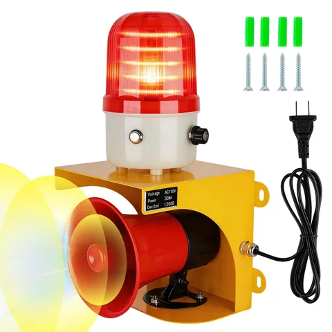 kbaoele AC110V Industrial Siren Alarm Strobe Light-120dB Loud Horn&Waterproof