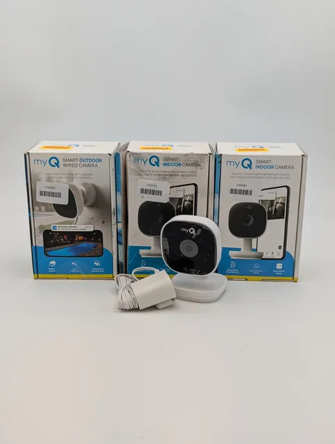 myQ Smart Indoor & Outdoor Wired Home Security Cameras | White | Lot of 3