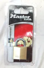 Master Lock Solid Body Padlock Brass 130D 3/16" steel shackle