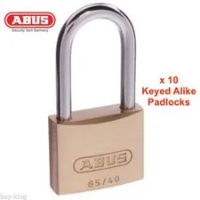 ABUS Keyed Alike Long Shackle Padlocks-Bulk Lot x 10 Abus Padlock-Free Postage!