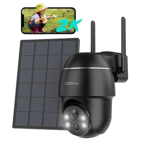 COOAU 2K Solar Security Cameras Wireless Outdoor with AI Detection Night Vision