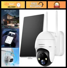 Wireless Solar Security Camera 360° View, 2K Color Night Vision, 2-Way Talk, PIR
