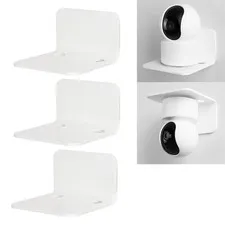 3 PCS White Floating Wall Shelves Acrylic Small Mount Cable Clips No Drill