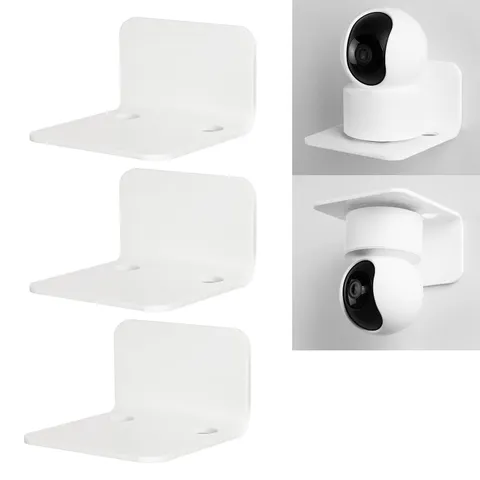3 PCS White Floating Wall Shelves Acrylic Small Mount Cable Clips No Drill