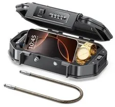 Portable Travel Safe Lock Box Waterproof & Durable, 4-Digit Combination Anti