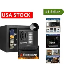 Money Safe Box 9.05"W Fireproof with Digital Keypad & Waterproof Bag Included