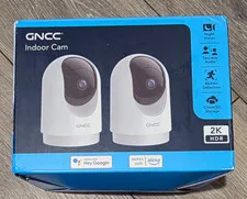 GNCC Indoor Cam 2K Wi‑Fi Security Camera 2-Pack White Night Vision 2‑Way Audio