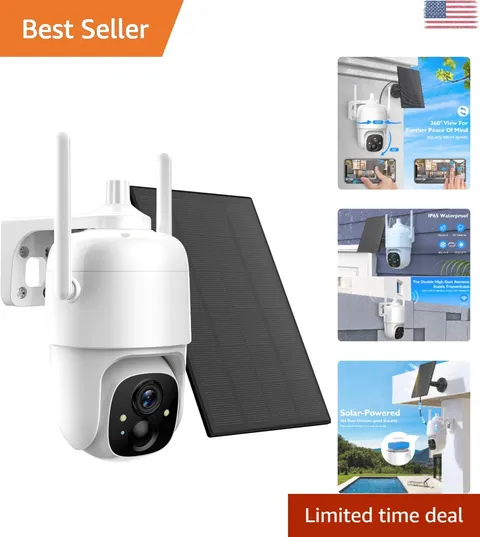 Advanced Solar Security Camera - 2K 3MP Pan Tilt 355° View IP65 Waterproof