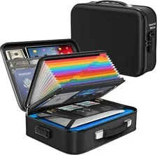 Fireproof Document Box 8-Layer Hard Shell Fire Proof Safe Home Documents Water