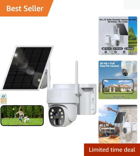 Wireless Cellular Security Camera - Pan/Tilt, 2K HD, Two-Way Talk, Solar Powered