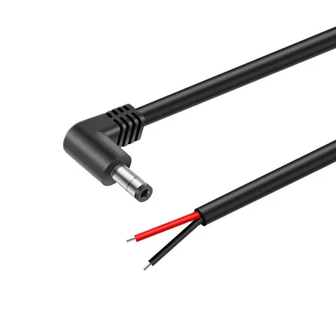 16AWG Right Angle DC Power Pigtail Cable 5.5mm x 2.1mm Male Jack Repair Kit