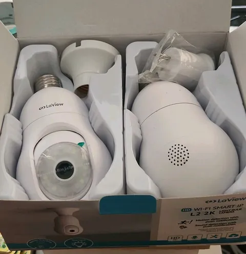 LaView L2 2K WiFi Smart Light Bulb Security Camera 360° Motion Detection