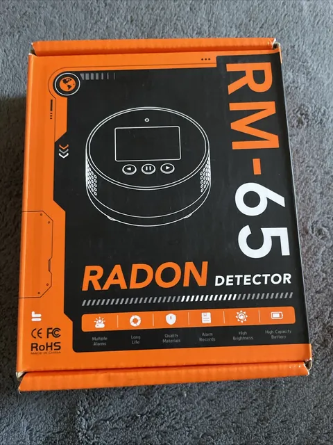 Radon Detector, Audible & Visual Alarm,LCD Color Display Basement pCi/L or Bq/m3