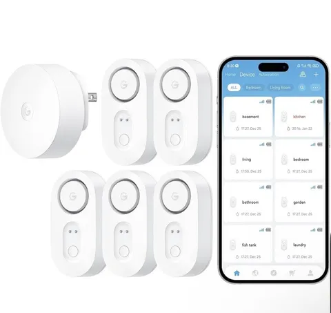 GoveeLife Upgraded Smart Water Leak Detector 1s w/ 1804ft Ultra-Long Range, Wifi