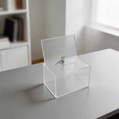 For Acrylic Transparent Ballot Box with Lock and Front-Facing Sign Holder