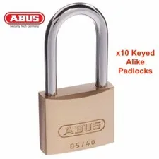 ABUS Padlocks-x 10 KEYED ALIKE Abus Padlock W/Hardened Steel Extended Shackles