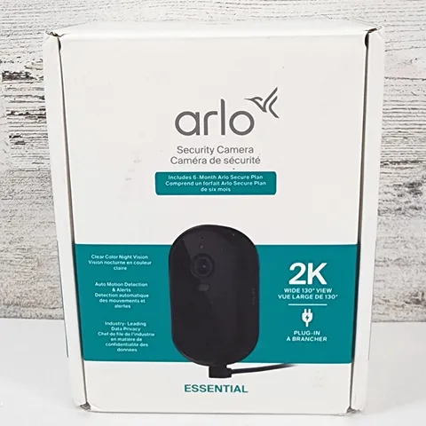Arlo Essential Security Camera Wired 2K  Plug-In Powered 2025 Black 1 Camera NEW