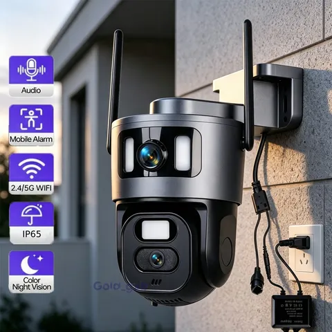 WiFi Pan/Tilt Wired Security IP Camera 2-Way Audio Plug-in HD Outdoor Smart Cam