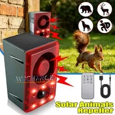 Solar Animal Sonic Repeller Motion Detection Dog Barking Security Siren Outdoor