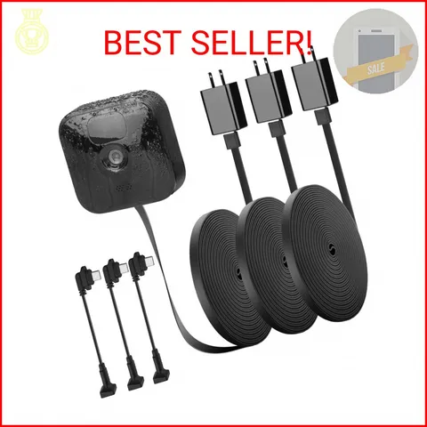 iTODOS 3 Pack 25ft/7.5m Outdoor Power Cord for Blink Outdoor (3rd Gen) XT3,Blink