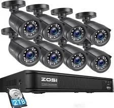ZOSI 8CH 5MP DVR 1080P CCTV Home Security Outdoor Detection Camera System 2TB