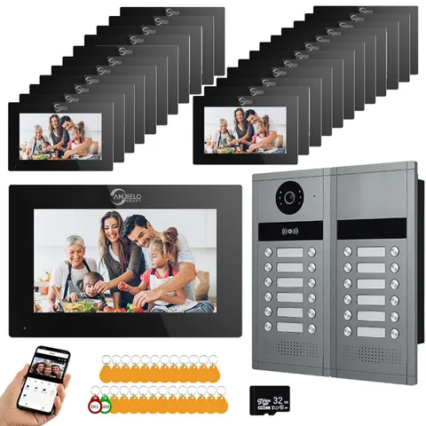 Tuya 24-Unit 7-Inch Video Intercom System,Smart Wired Door Phone with Touchscren