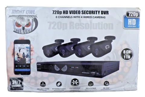 Night Owl 8 Channel 720p HD DVR Security System 4 Wired Cameras 1TB Open Box